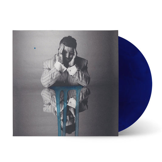 Teddy Swims album cover with a blue vinyl record beside it.