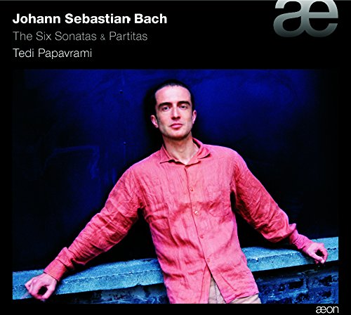 CD cover featuring violinist Tedi Papavrami in a red shirt.