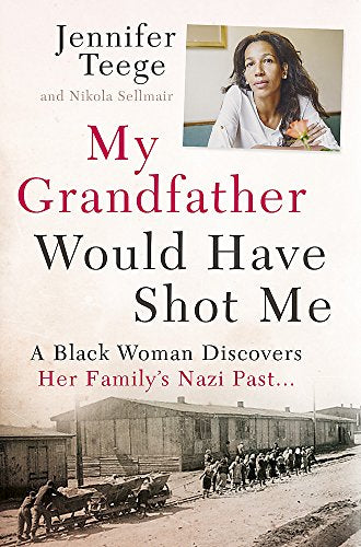 Book cover: Black woman’s portrait over a historical concentration camp image.