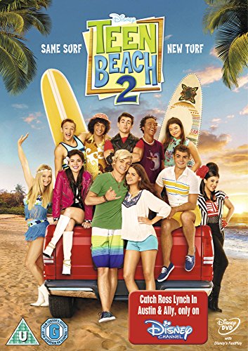 Teen Beach 2" DVD cover featuring a group of young people with surfboards.