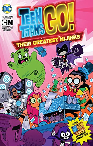 Teen Titans Go! characters in a colorful, chaotic comic book cover.