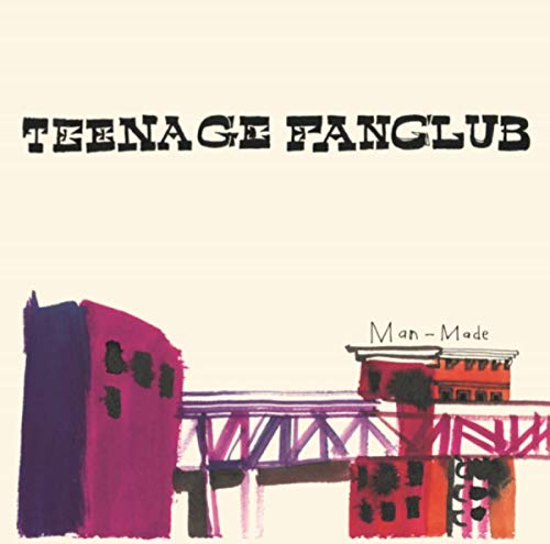 Teenage Fanclub “Man Made” vinyl cover with abstract purple and red bridge painting.