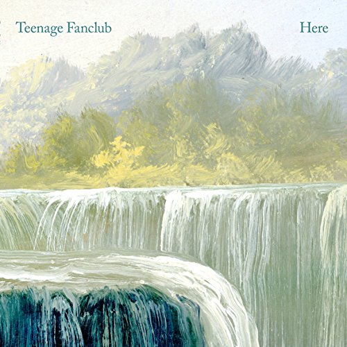 Oil painting of a waterfall with trees, titled Teenage Fanclub Here.