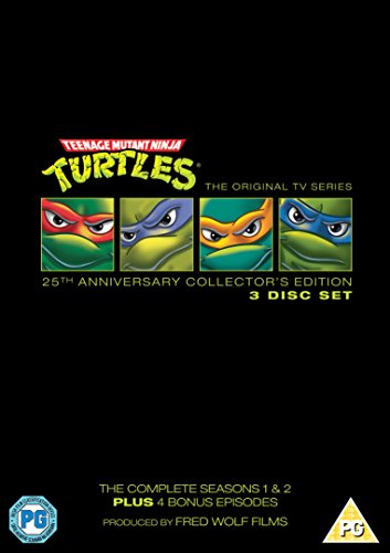 Teenage Mutant Ninja Turtles DVD cover featuring four turtle faces.