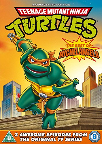 DVD cover featuring Michelangelo from Teenage Mutant Ninja Turtles in action.