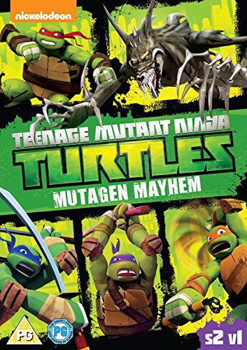 "Teenage Mutant Ninja Turtles DVD cover featuring cartoon turtles and a monster."