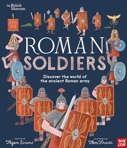 Book cover featuring illustrations of Roman soldiers in formation on a dark blue background.