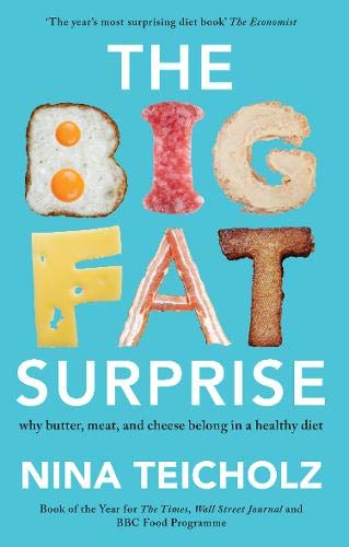 Book cover featuring food items forming the title "The Big Fat Surprise.