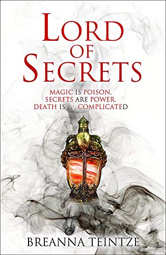 Book cover: “Lord of Secrets” with ornate vial and smoky tendrils.
