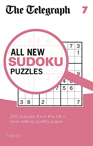 Sudoku puzzle book cover with a magnifying glass over a grid.
