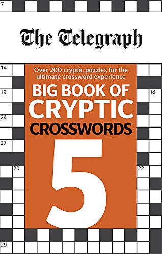 Book cover with crossword grid, large white "5", and "The Telegraph" logo.