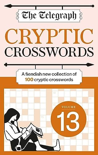 Book cover featuring crossword grid, woman solving puzzle, and large number 13.