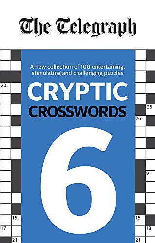 Book cover: "The Telegraph Cryptic Crosswords 6" with a large white number 6.