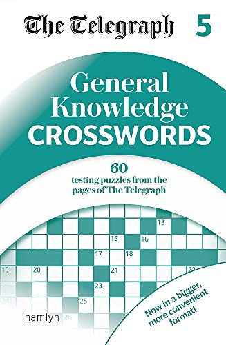 Book cover: “The Telegraph General Knowledge Crosswords 5” with crossword grid.