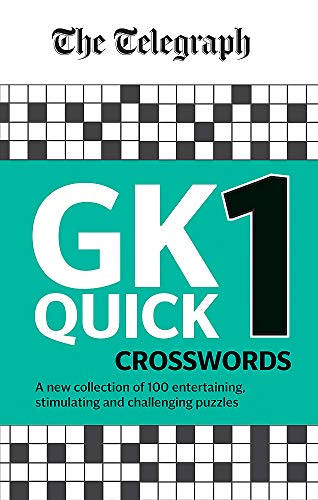 Book cover with black and white checkered pattern, large “GK1 QUICK CROSSWORDS” text.