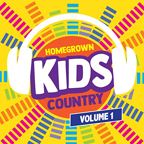 Album cover for "Homegrown Kids Country: Volume 1" with headphones.