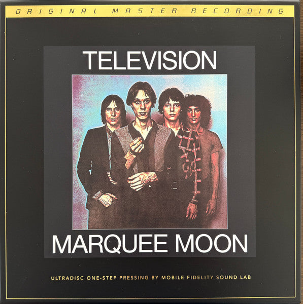 Marquee Moon" vinyl record cover featuring a band portrait in sepia tones.