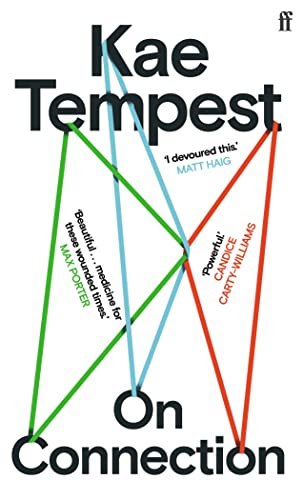 Book cover for On Connection by Kae Tempest with geometric lines connecting text elements.