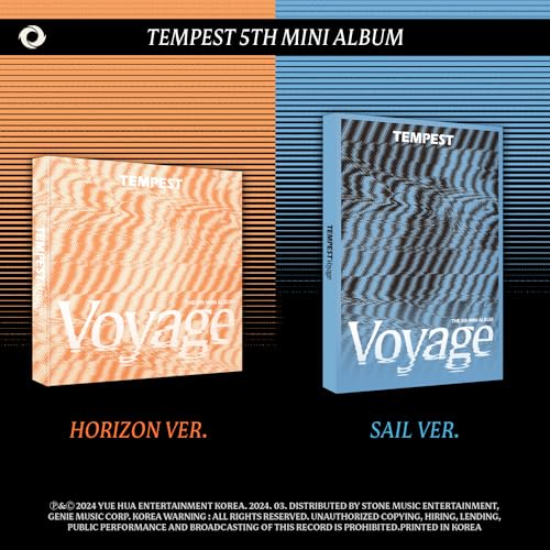 CD album covers for Tempest’s “Voyage” with orange and blue designs.