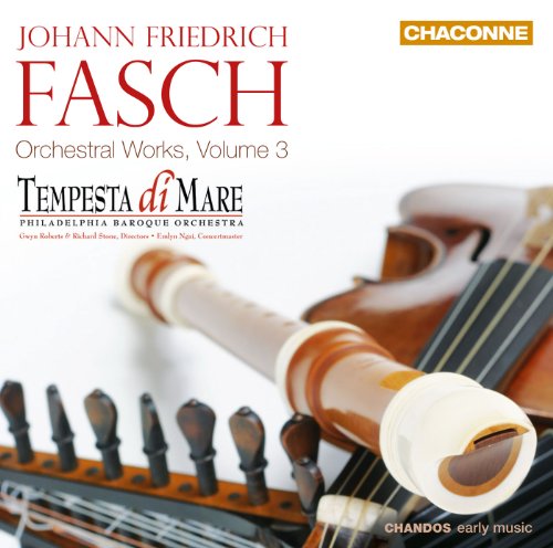 CD cover for Fasch orchestral works, featuring a baroque instrument.