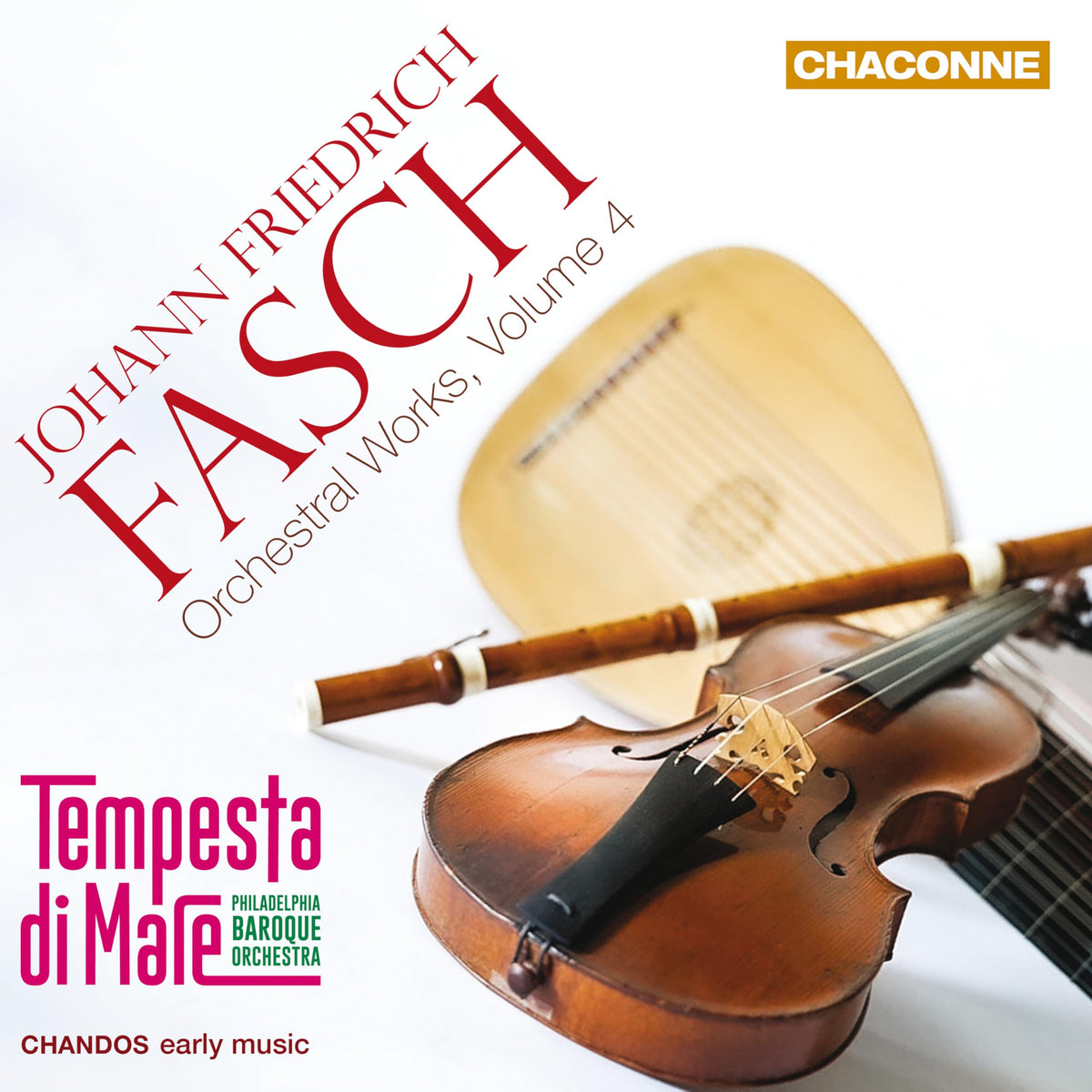 CD cover for Johann Friedrich Fasch orchestral works with violin and flute.