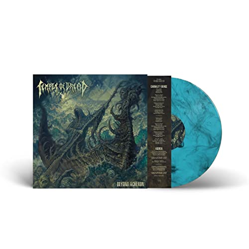“Beyond Acheron” vinyl record with dark fantasy cover art and marbled blue disc.