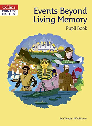 Primary history textbook cover with illustrations of historical events and figures.