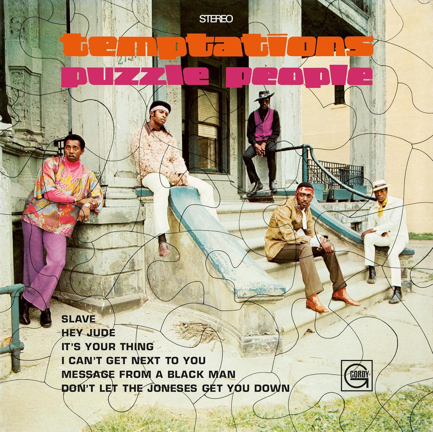 The Temptations album cover, "Puzzle People," featuring five band members.
