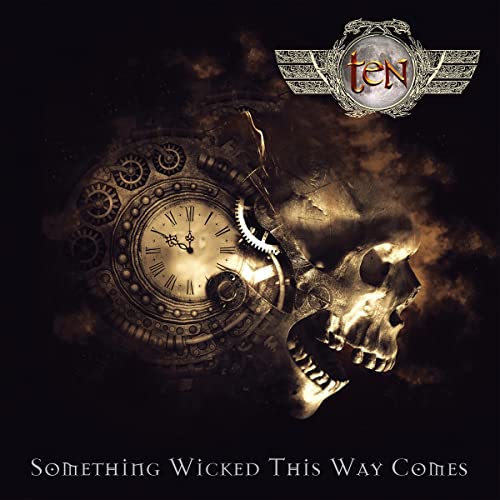 CD cover: skull, clockwork, and band logo on a dark, smoky background.