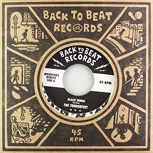 Vinyl record label for "The Tenderfeet" with illustrated brown background.