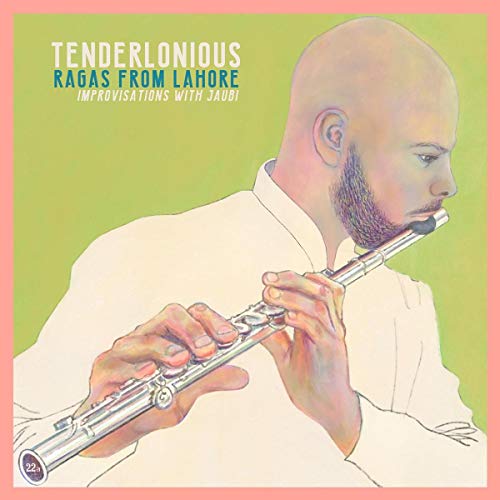 An illustrated album cover showing a man playing a silver flute against green background.