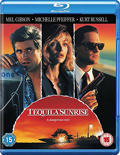 Tequila Sunrise" Blu-ray cover featuring Mel Gibson, Michelle Pfeiffer, and Kurt Russell.
