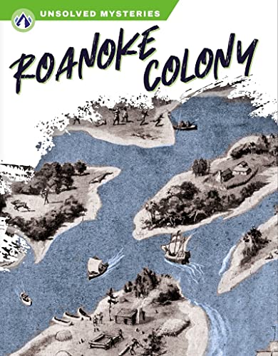 Book cover depicting Roanoke Colony with ships and a coastal landscape.
