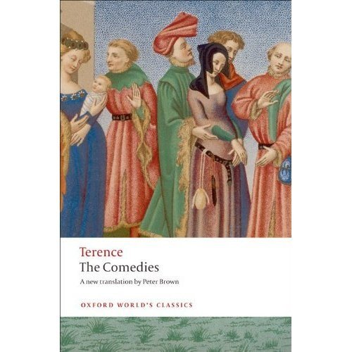 Book cover: "The Comedies" by Terence, with medieval-style illustration.