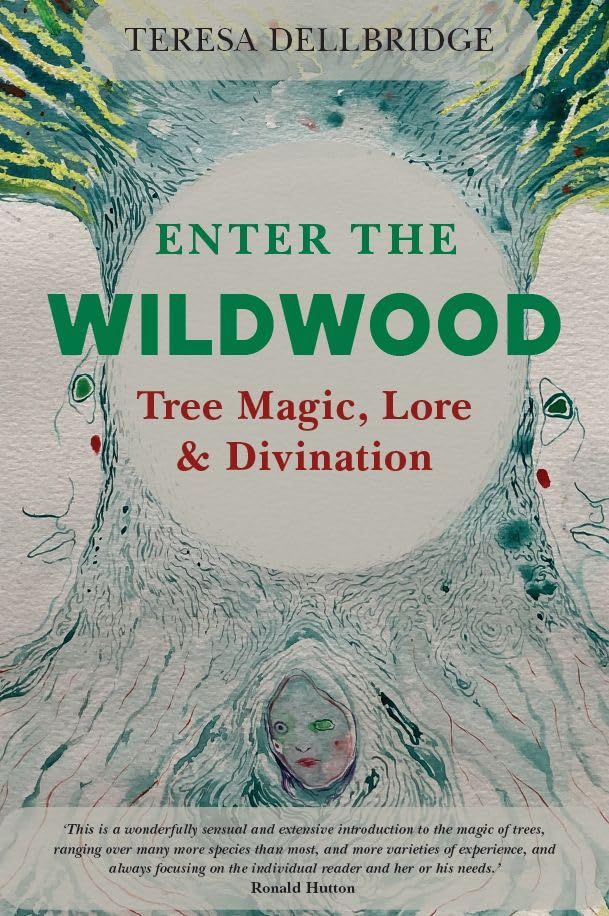 Book cover titled Enter the Wildwood with an illustration of a face in a tree.
