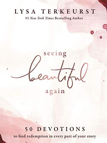Book cover with watercolor effect, title "Seeing Beautiful Again" and author Lysa TerKeurst.