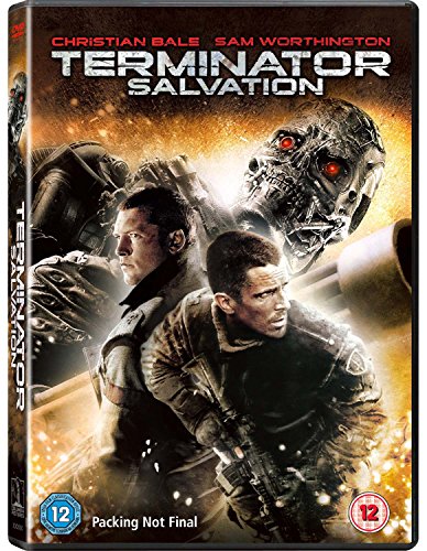 Terminator Salvation DVD cover featuring Christian Bale, Sam Worthington, and a Terminator.