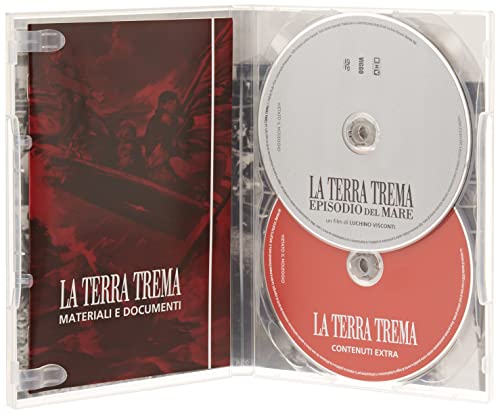 Open DVD case with two discs and red artwork, "Terra Trema" title.