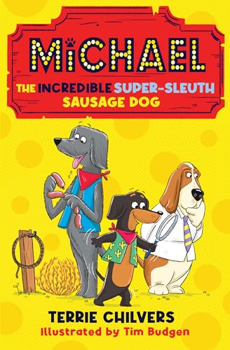 Book cover featuring three cartoon dachshunds, one holding a magnifying glass.