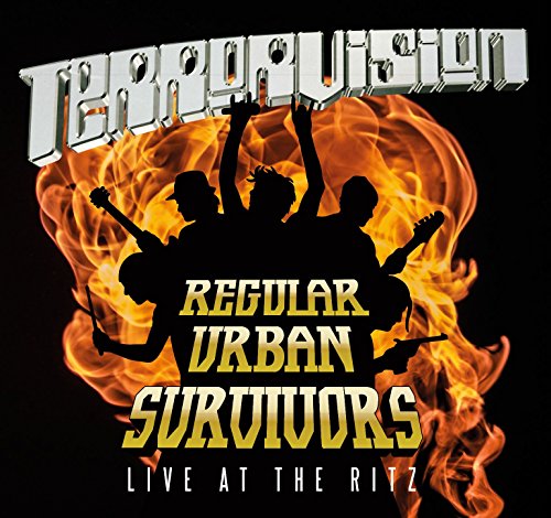 CD cover for Terrorvision’s “Regular Urban Survivors LIVE!” with band silhouettes.