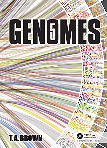 Book cover for "Genomes 5" with colorful, abstract genomic data visualization.