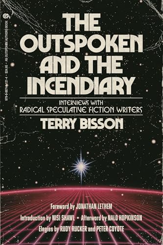 Book cover: "The Outspoken and the Incendiary" with starry, neon-pink space art.