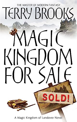 Book cover: "Magic Kingdom For Sale" with a castle, sign, and quill.