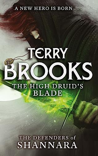 Book cover featuring a cloaked figure holding a glowing green sword.