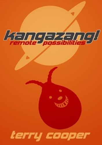 Book cover: orange background, planet, and a red, smiling amoeba-like creature.