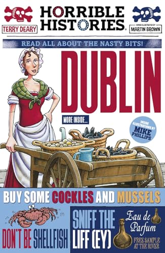 Horrible Histories: Dublin" book cover with a vendor and seafood cart illustration.