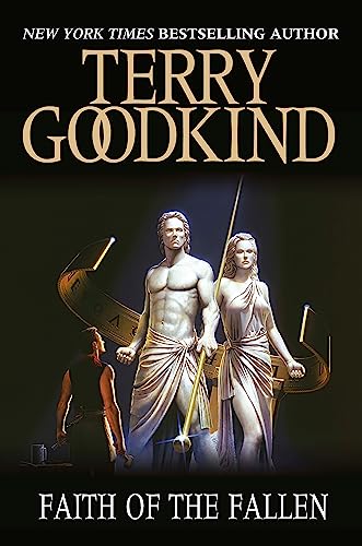Book cover showing a man looking at two large statues of a couple.
