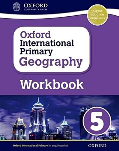 Purple workbook cover with city skyline and a large white number 5.