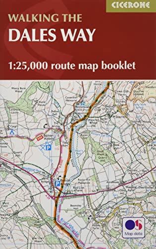 Red booklet cover displaying a detailed map of the Dales Way hiking route.