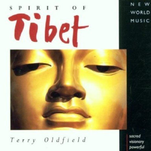 CD cover for Terry Oldfield’s “Spirit of Tibet” featuring a golden Buddha face.